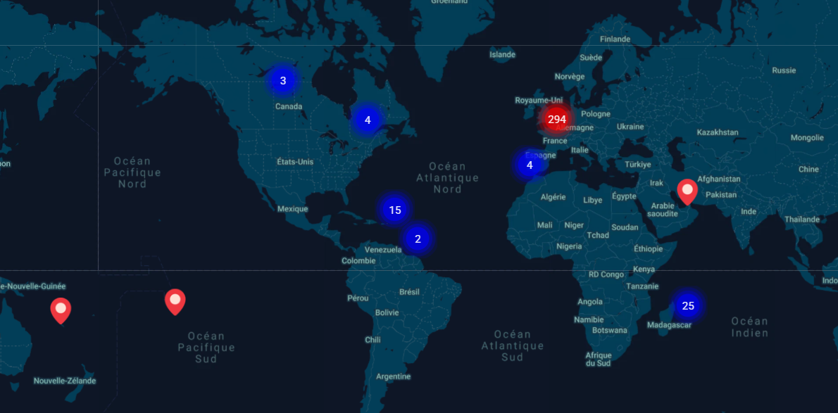 Carte des praticiennes certifiées MADEROFRANCE en France et à l'international